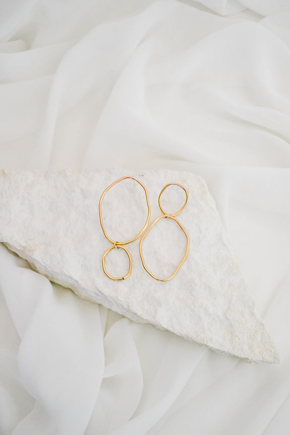 Abstract Oval Dangle Earrings