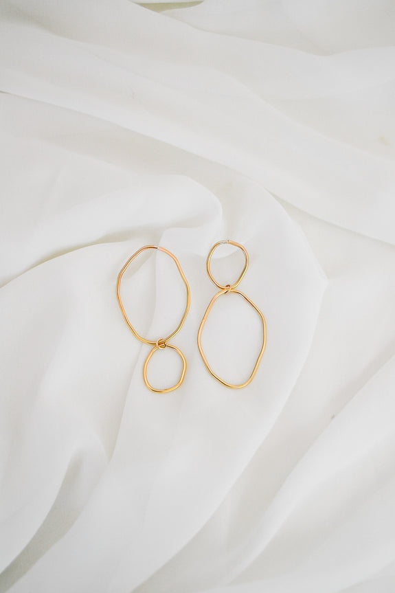 Abstract Oval Dangle Earrings