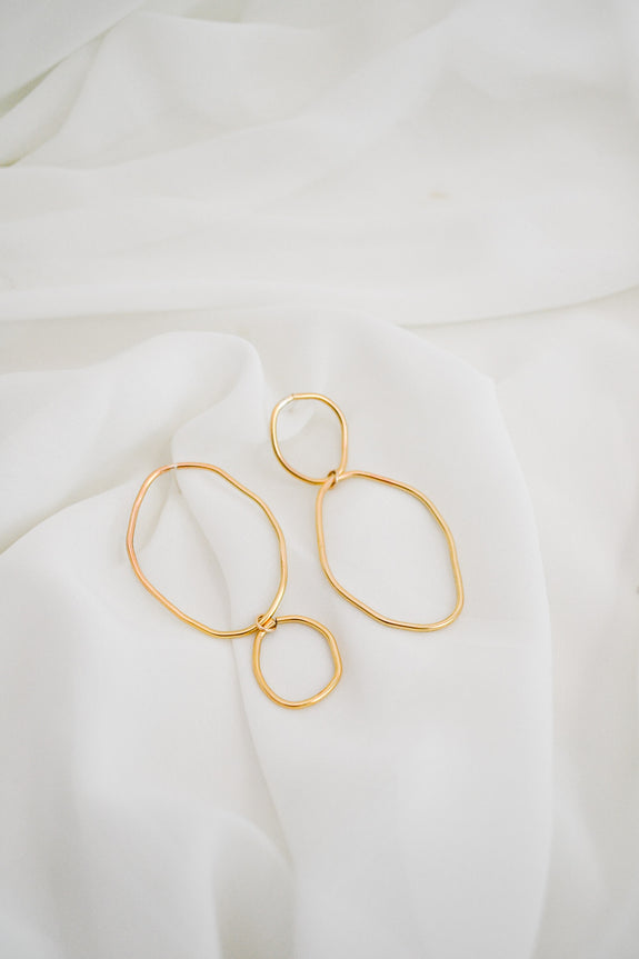 Abstract Oval Dangle Earrings