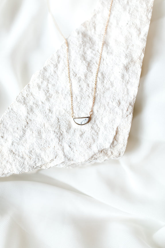 Howlite Half Circle Necklace