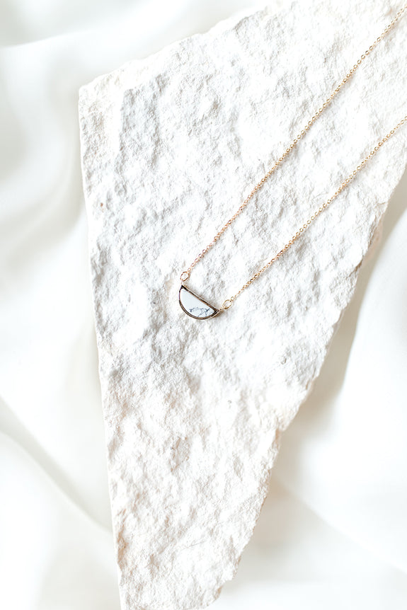 Howlite Half Circle Necklace