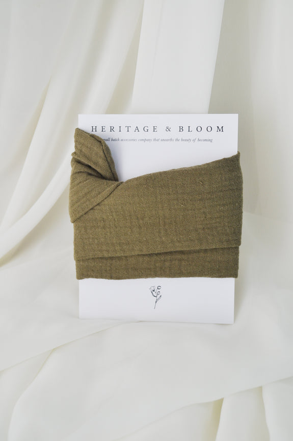 Gauzy Olive Green Headwrap