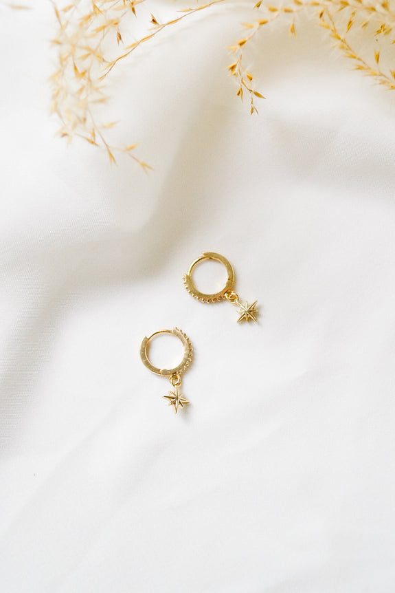 Starry Huggie Hoop Earrings