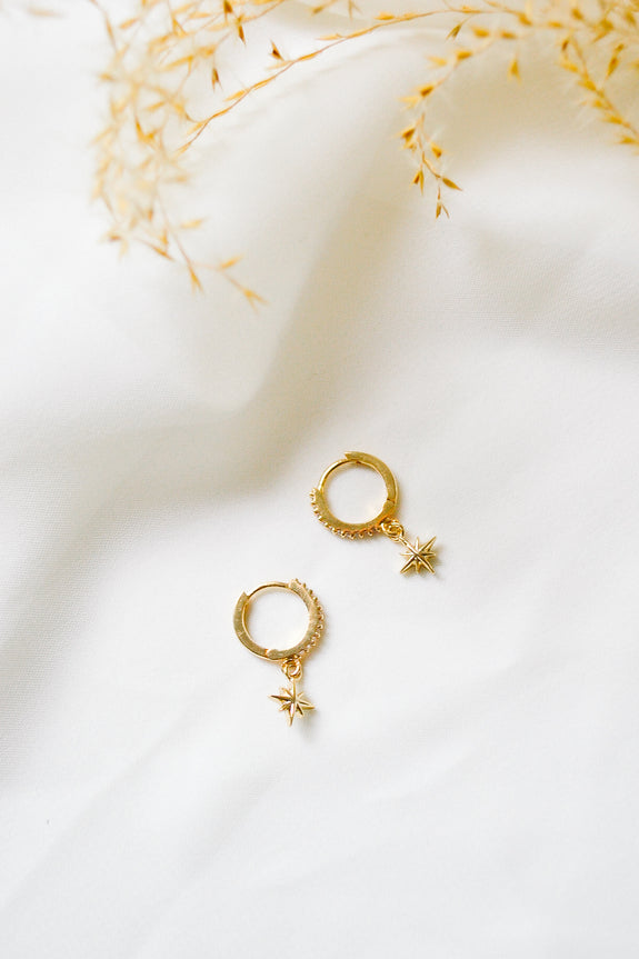 Starry Huggie Hoop Earrings