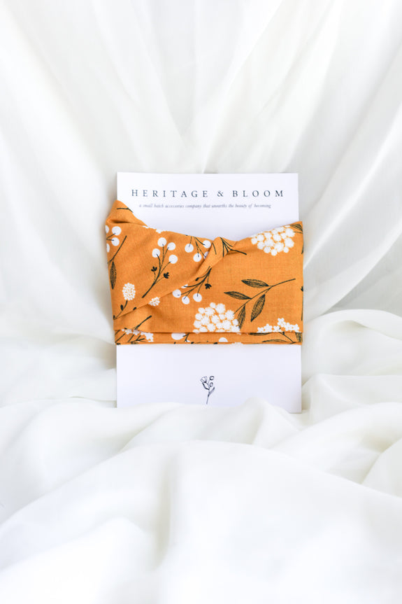 Mustard Yellow Floral Headwrap