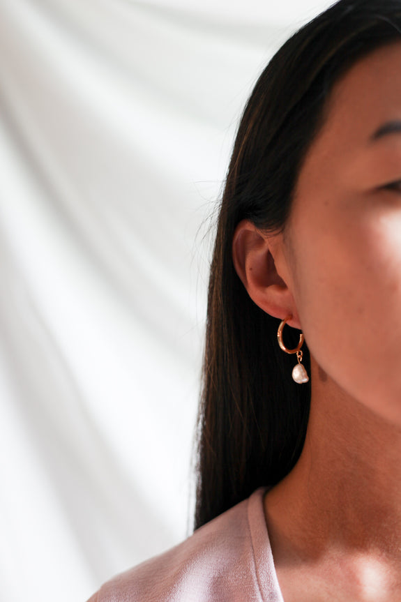 Sofia Freshwater Pearl Hoop Earrings