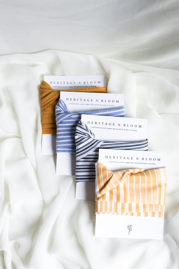 White with Black Stripes Headwrap