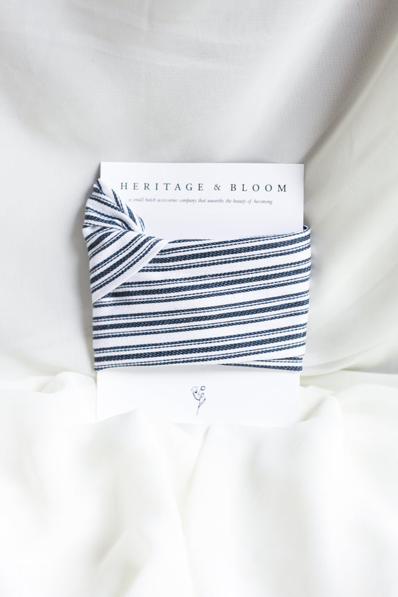 White with Black Stripes Headwrap