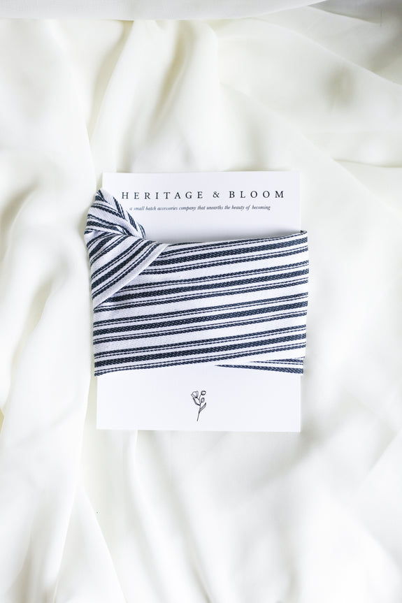 White with Black Stripes Headwrap