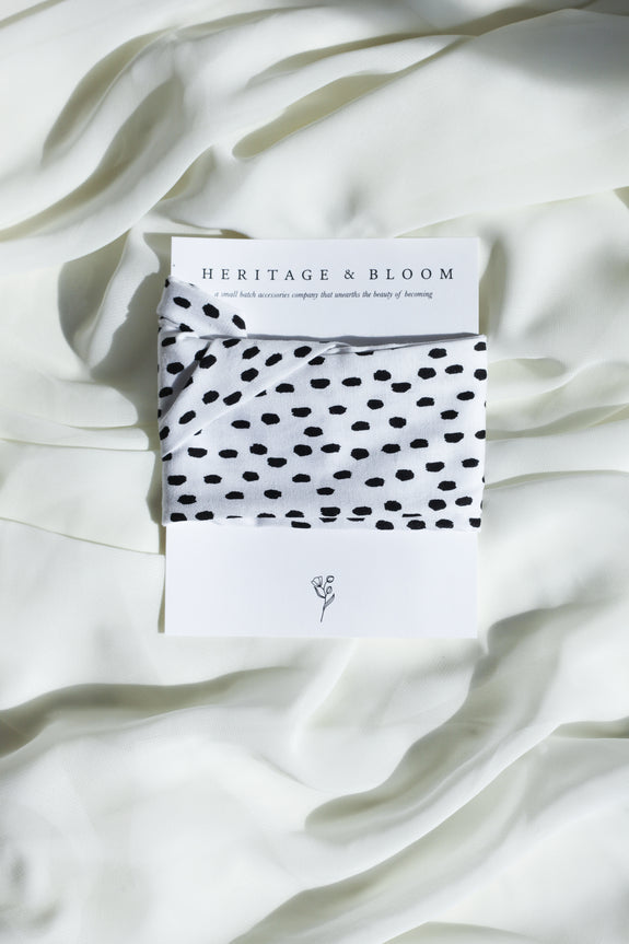 White with Black Speckles Headwrap
