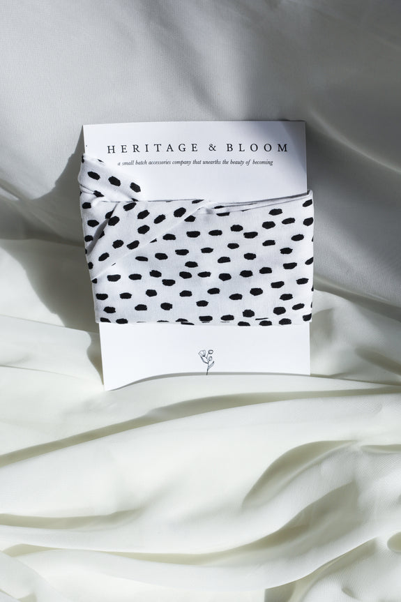 White with Black Speckles Headwrap