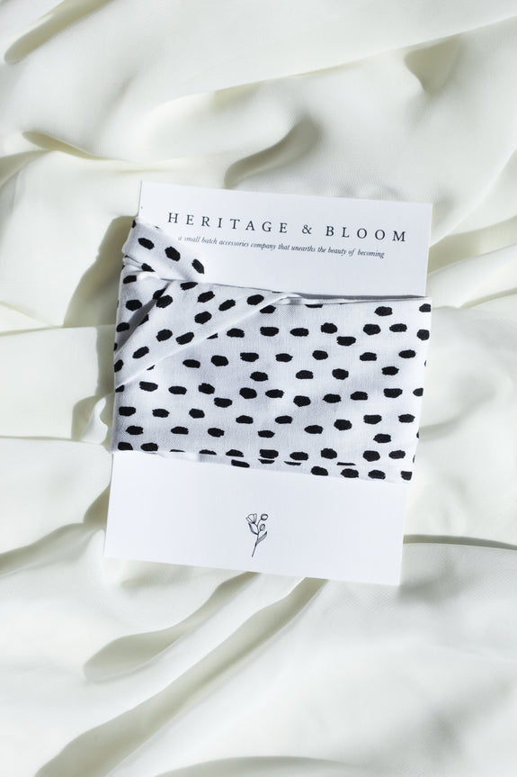 White with Black Speckles Headwrap