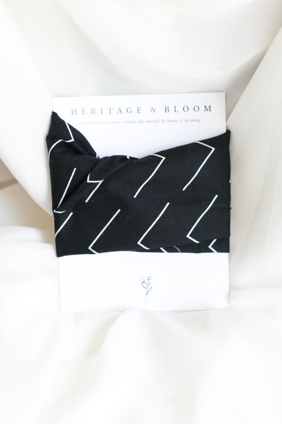 Black with White Chevron Headwrap