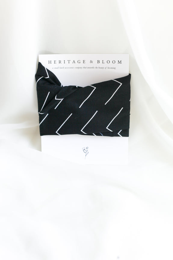 Black with White Chevron Headwrap
