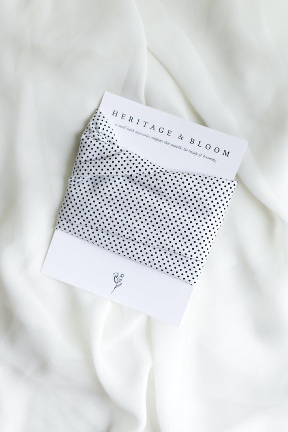 White with Black Dots Headwrap
