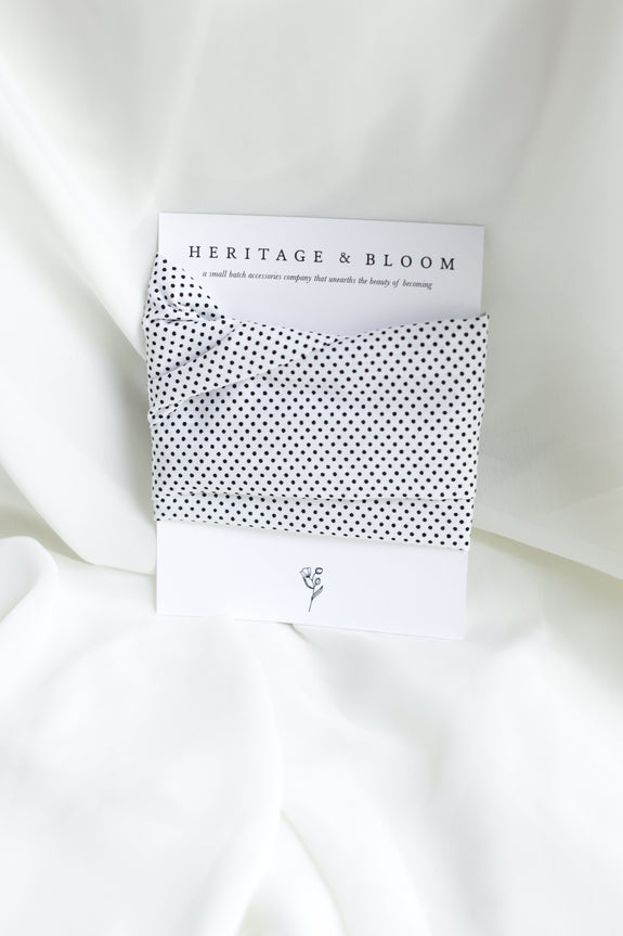 White with Black Dots Headwrap