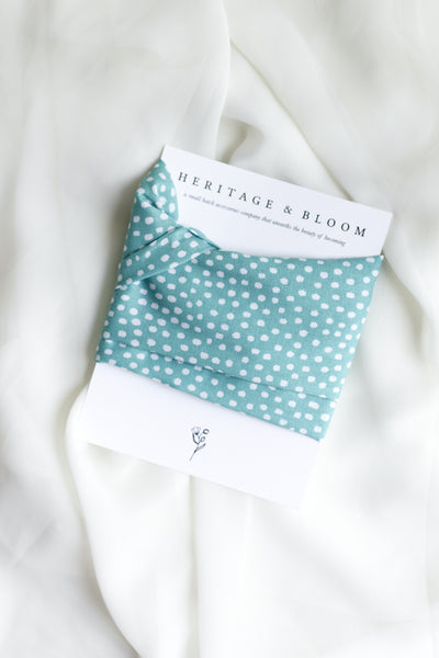Light Teal with White Dots Headwrap