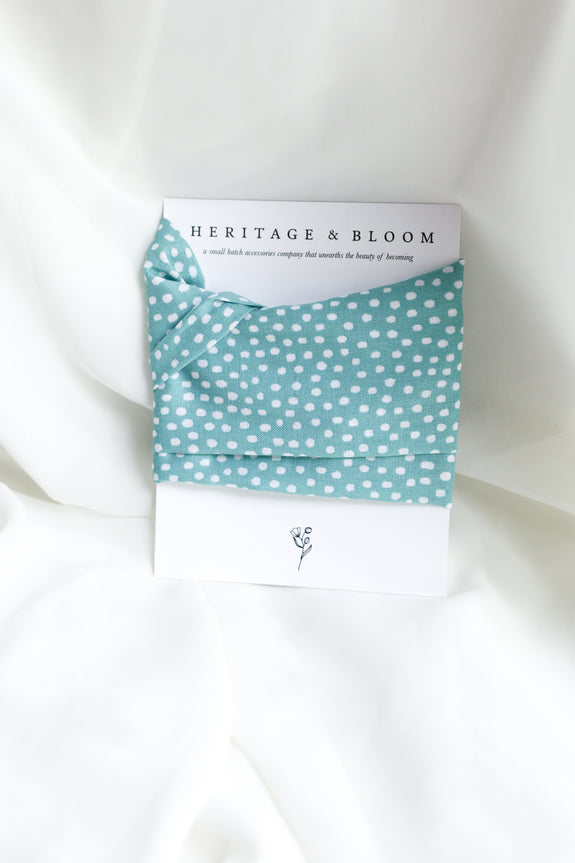 Light Teal with White Dots Headwrap