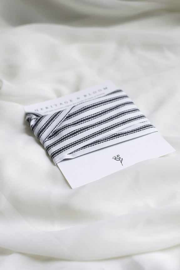 White with Black Stripes Headwrap