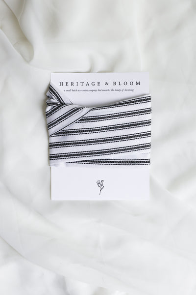 White with Black Stripes Headwrap