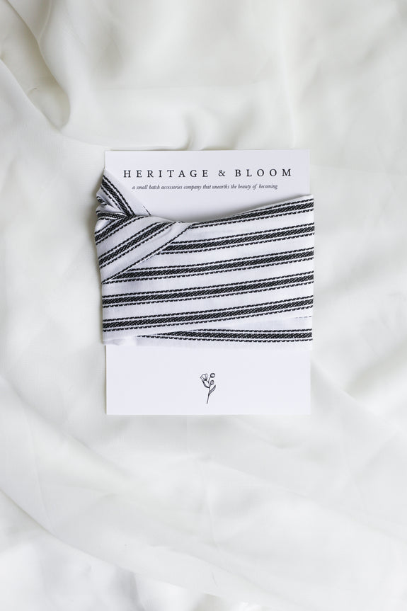 White with Black Stripes Headwrap