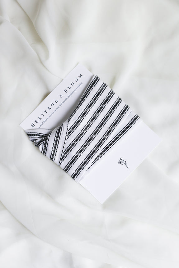 White with Black Stripes Headwrap