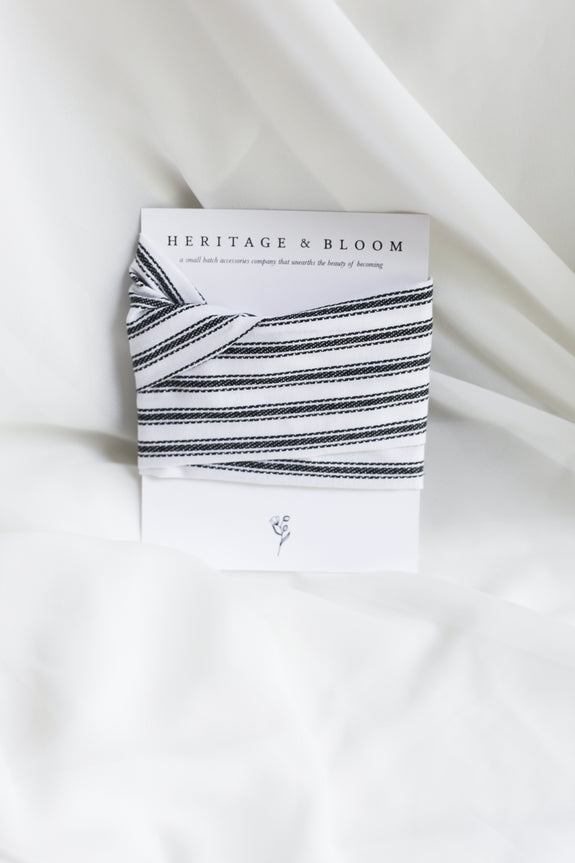 White with Black Stripes Headwrap