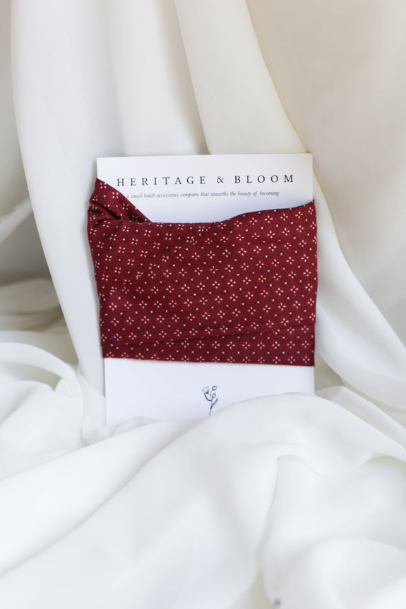 Rusty Red with Tiny Flowers Headwrap