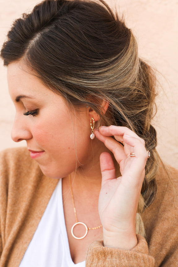 Eliza Oval Freshwater Pearl Earrings