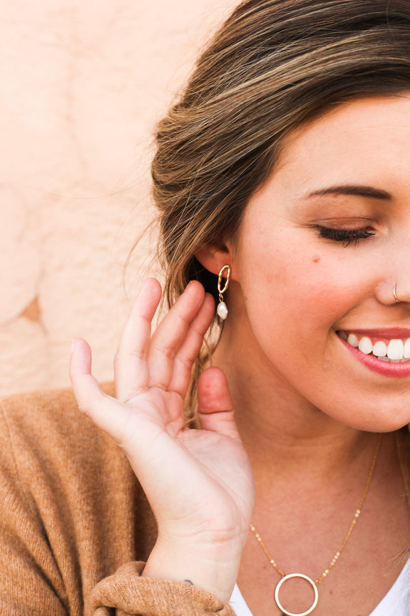 Eliza Oval Freshwater Pearl Earrings