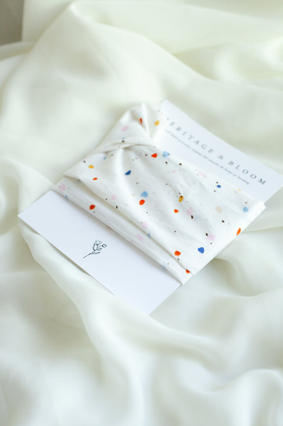 White with Colorful Terrazzo Headwrap