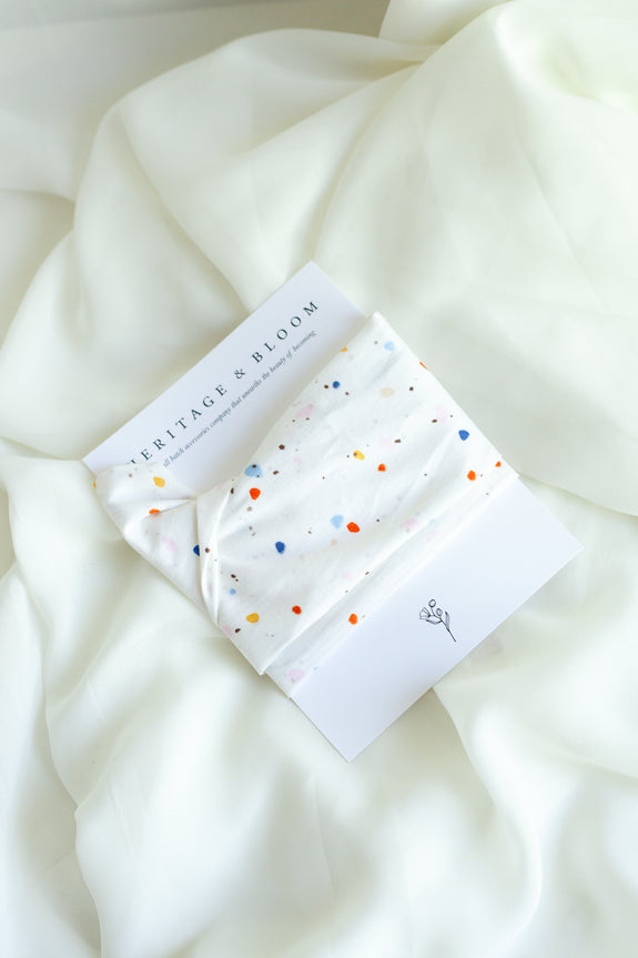 White with Colorful Terrazzo Headwrap