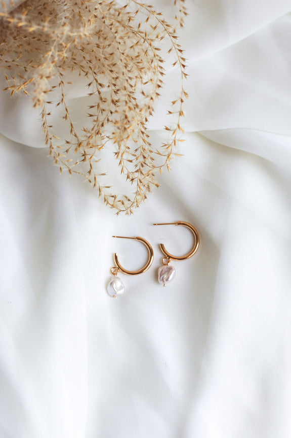 Sofia Freshwater Pearl Hoop Earrings