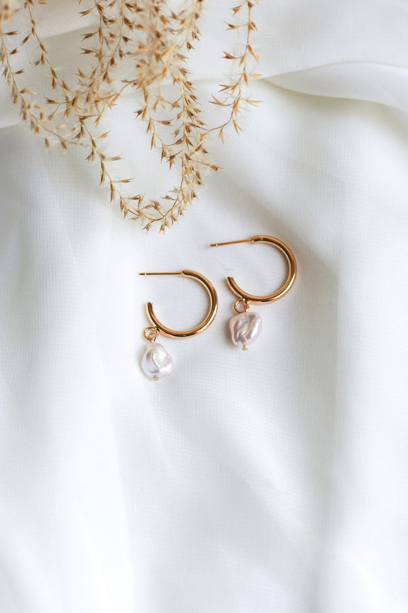 Sofia Freshwater Pearl Hoop Earrings