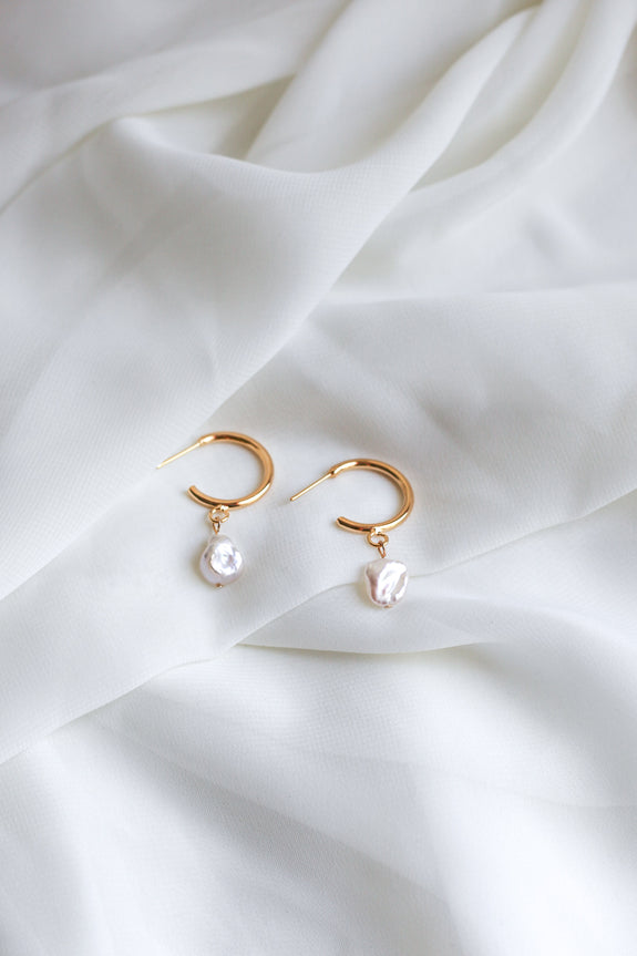 Sofia Freshwater Pearl Hoop Earrings