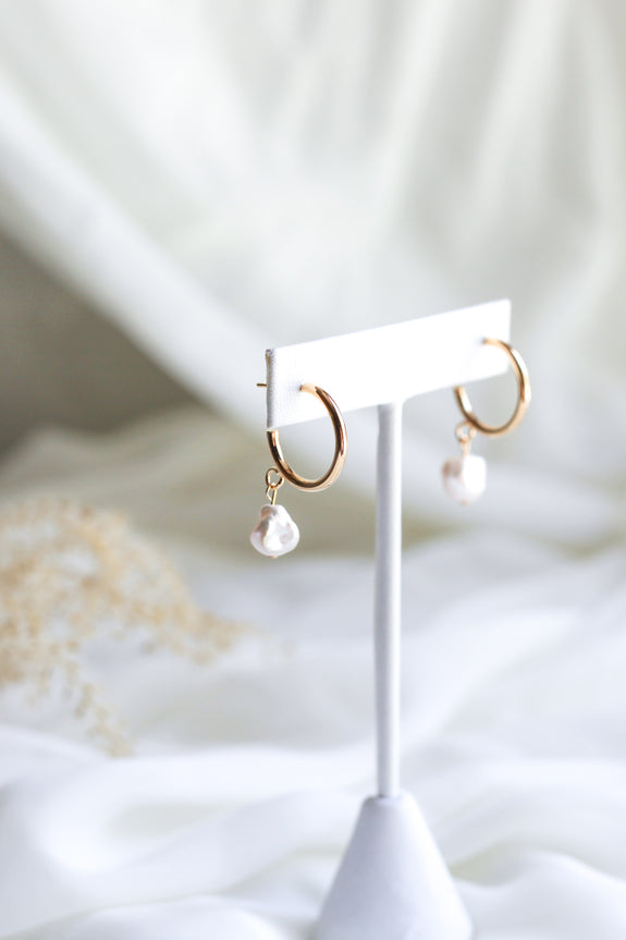 Sofia Freshwater Pearl Hoop Earrings