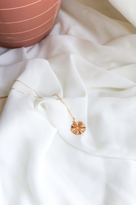 Crinkled Disc Necklace
