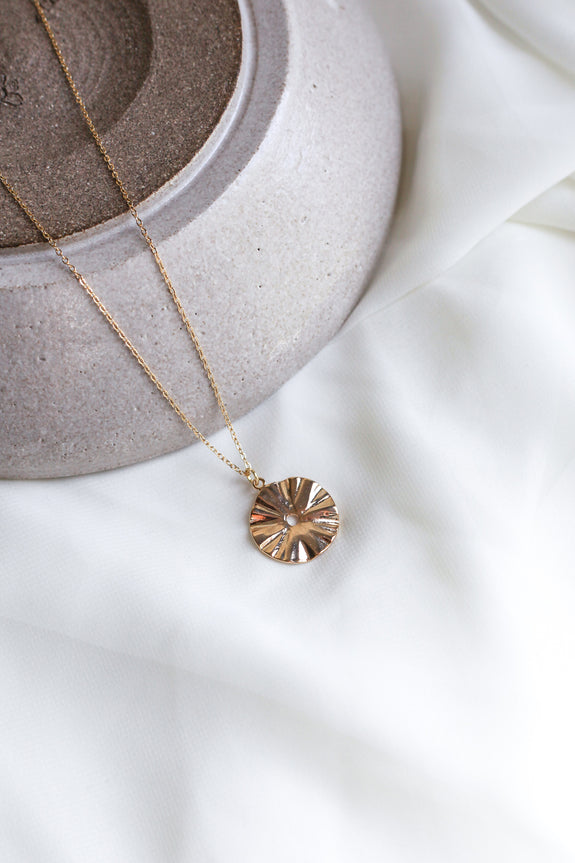 Crinkled Disc Necklace