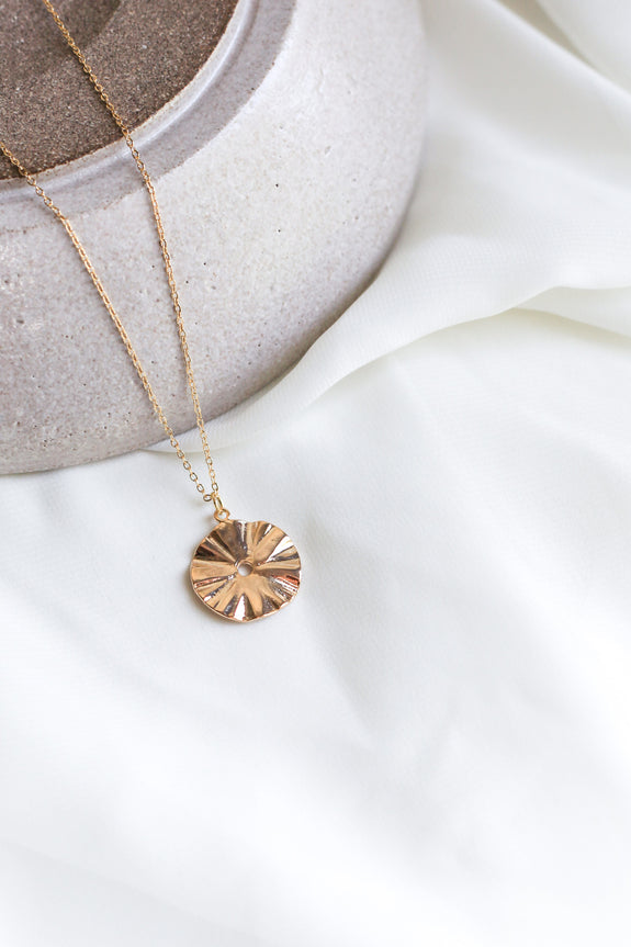Crinkled Disc Necklace