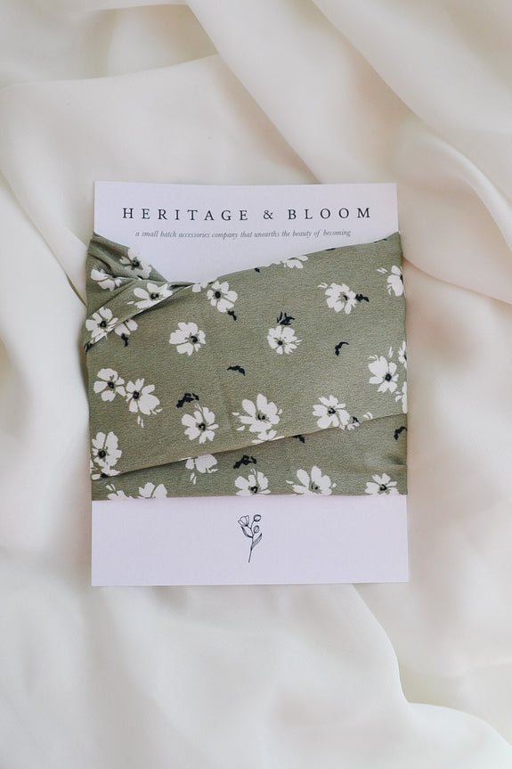 Silky Sage Floral Headwrap
