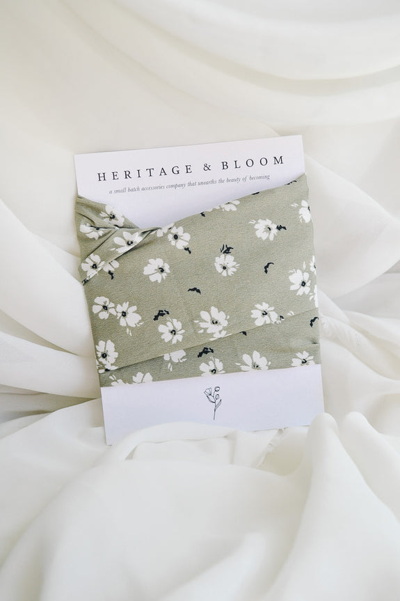 Silky Sage Floral Headwrap