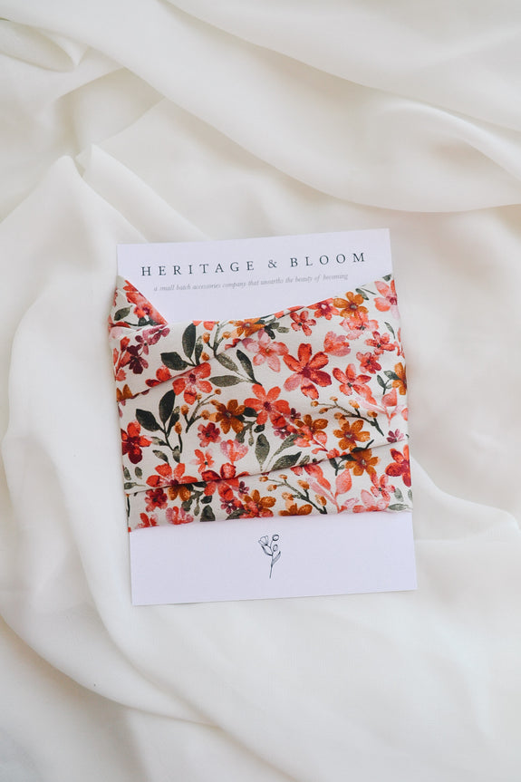 Silky Red Floral Headwrap