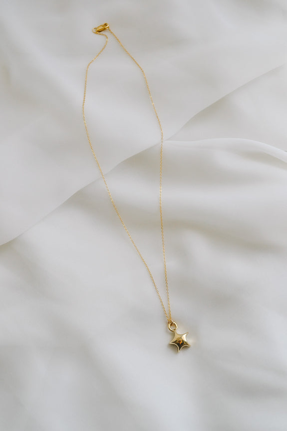 Puffy Star Charm - Brass