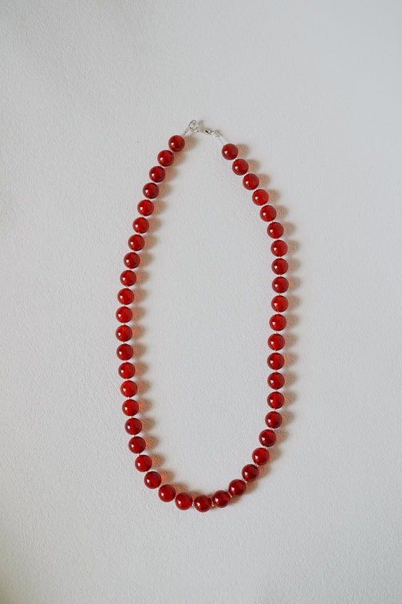 Vintage Beaded Necklace - Round Burgundy