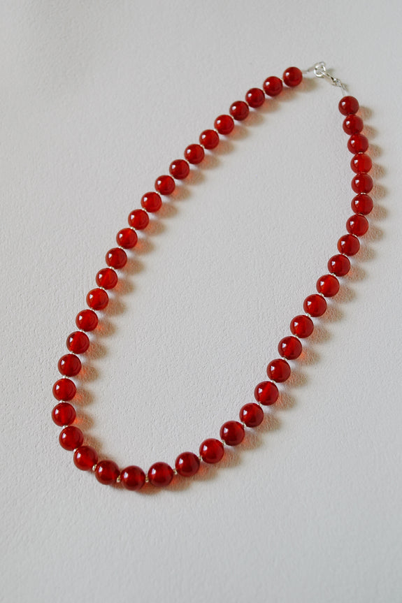 Vintage Beaded Necklace - Round Burgundy