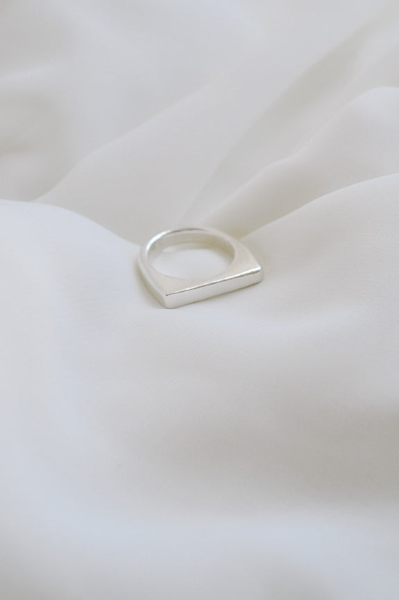 Sterling Silver Skinny Signet Ring - Size 6