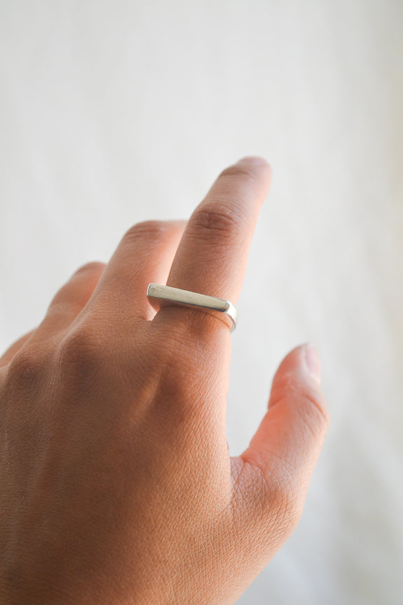 Sterling Silver Skinny Signet Ring - Size 6