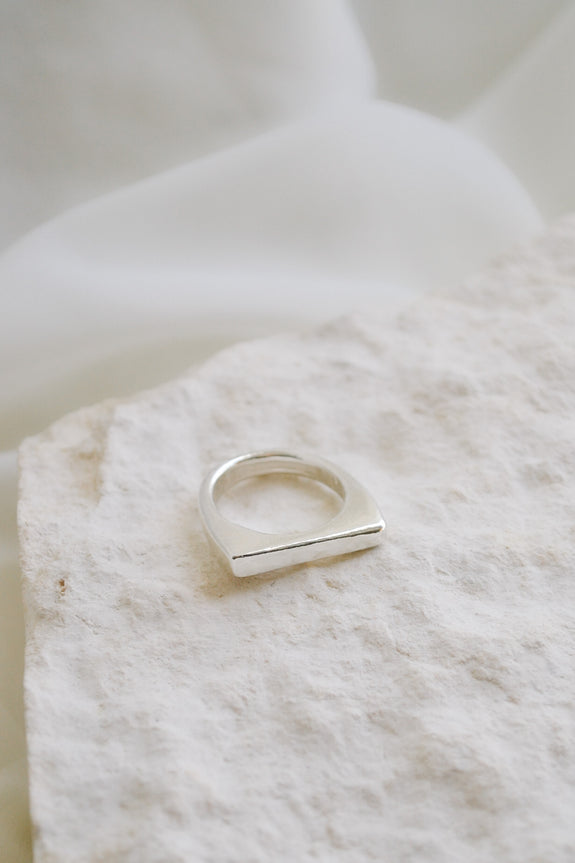 Sterling Silver Skinny Signet Ring - Size 6