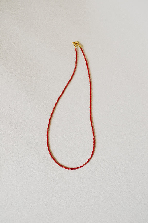 Seed Bead Necklace - Red
