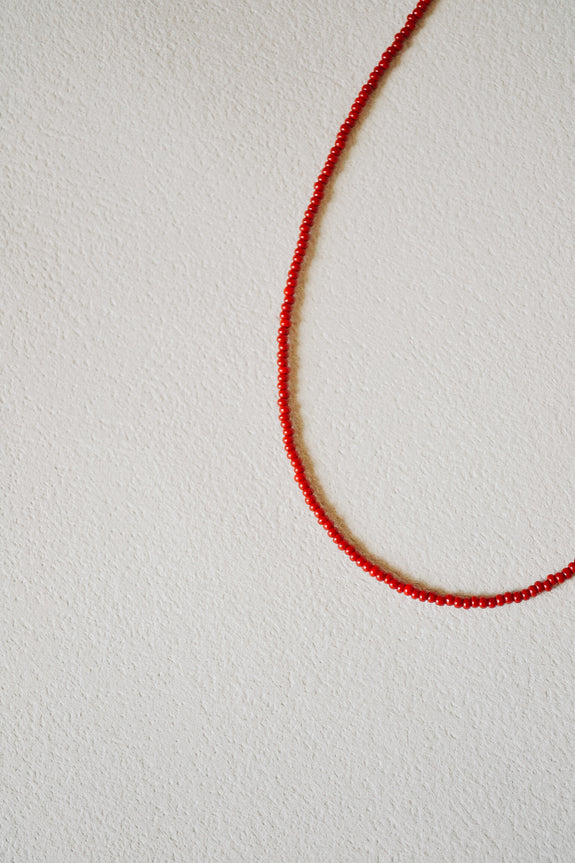 Seed Bead Necklace - Red